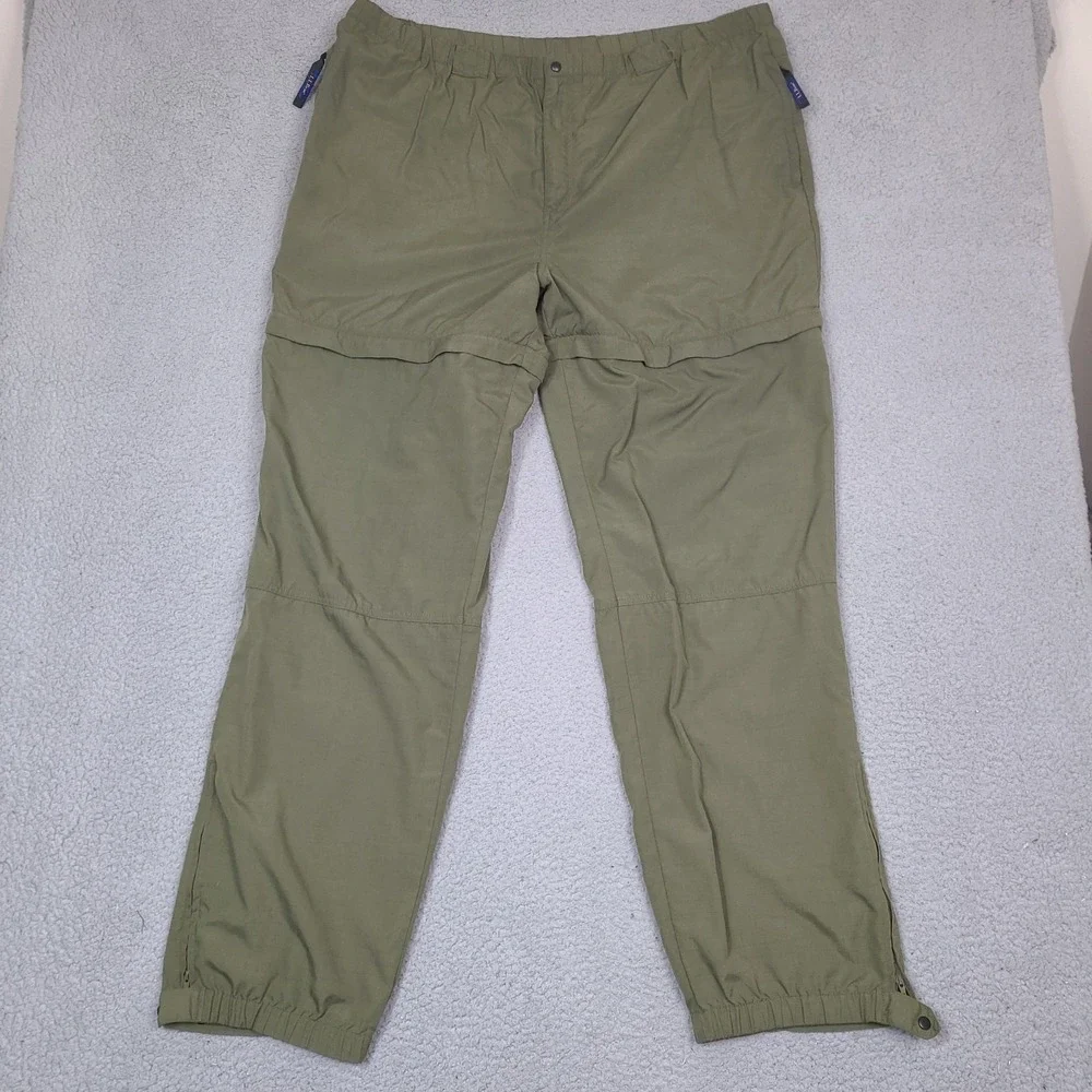 Vintage LL Bean Convertible Pants XL 44x34 Green Hiking Fishing Nylon Ripstop